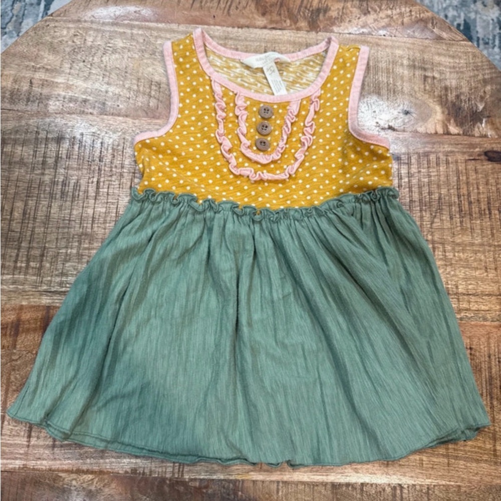 Matilda Jane Mustard Polka Dot & Sage Green Ruffle Top